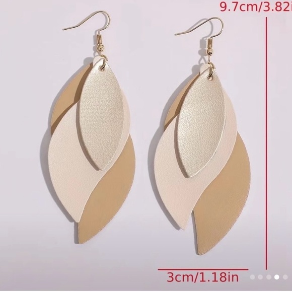 Unique 3-layer Leaf Design Retro Dangle Faux Leather Earrings - Picture 3 of 5